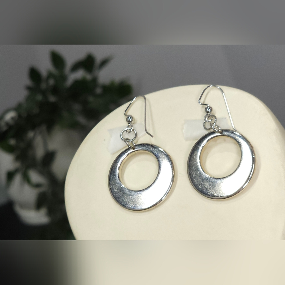 Silver Colored Earrings with Metallic Charms